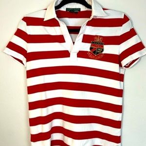 Ralph Lauren | Vintage Red Stripe Polo | RL Emblem | Size: XS